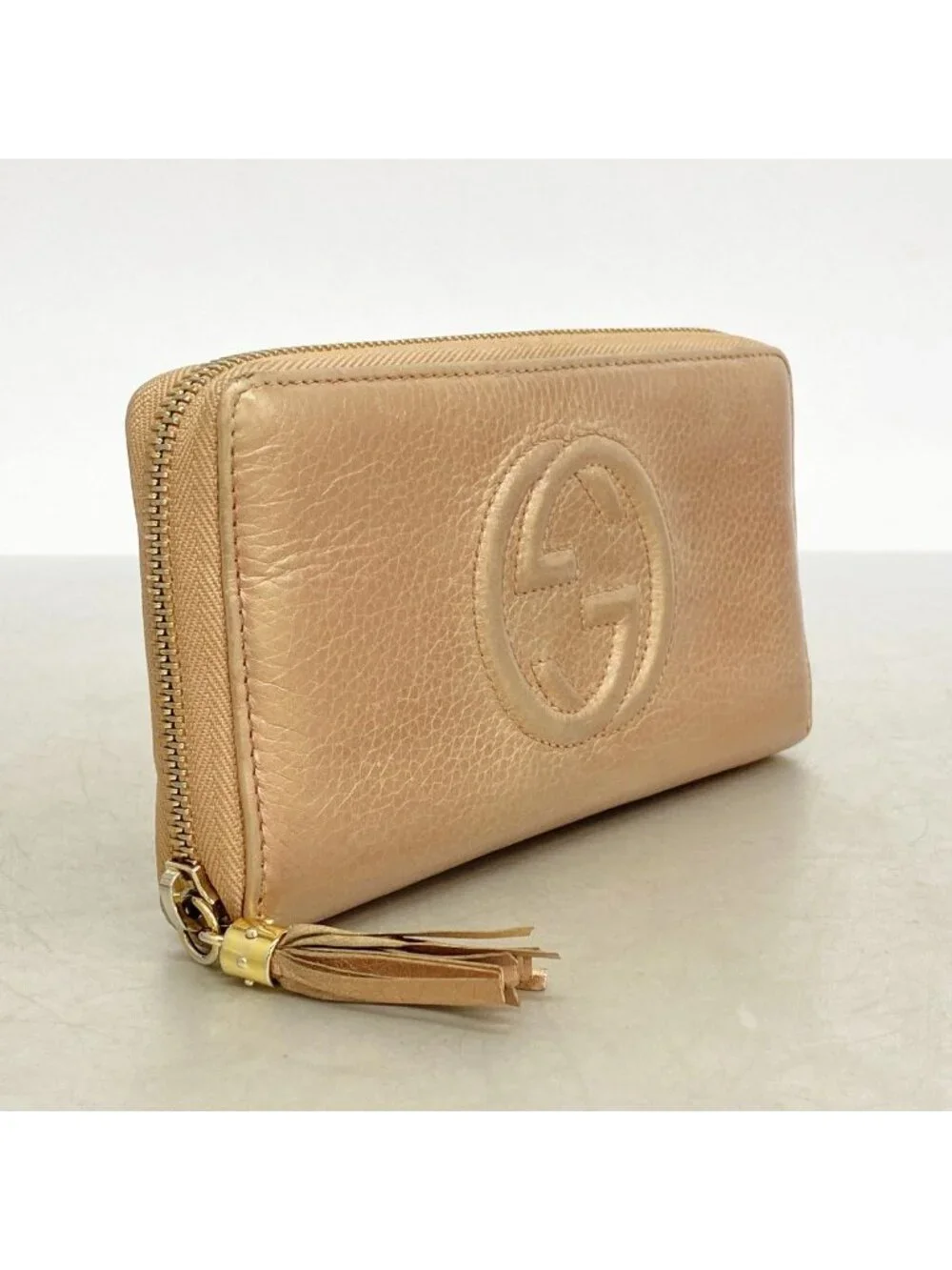 ★SOLD★ ★SOLD★ Gucci Wallet Soho Leather Pink Beige Champagne Gold - Picture 2 of 8